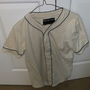Cream and Blue Button Up Baseball Tee